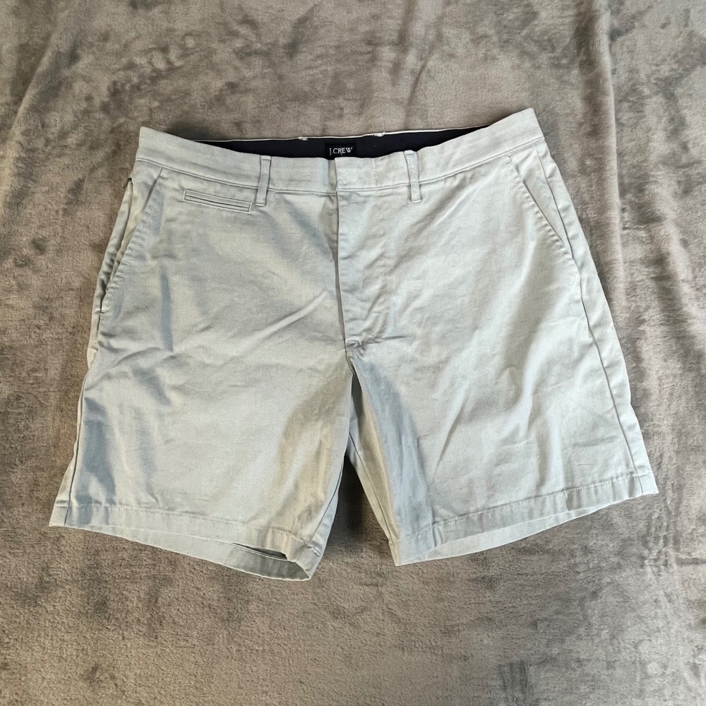 J.Crew Oxford Tech Short Mens W35 L7 Light Gray Stretch‎ Cotton BX307